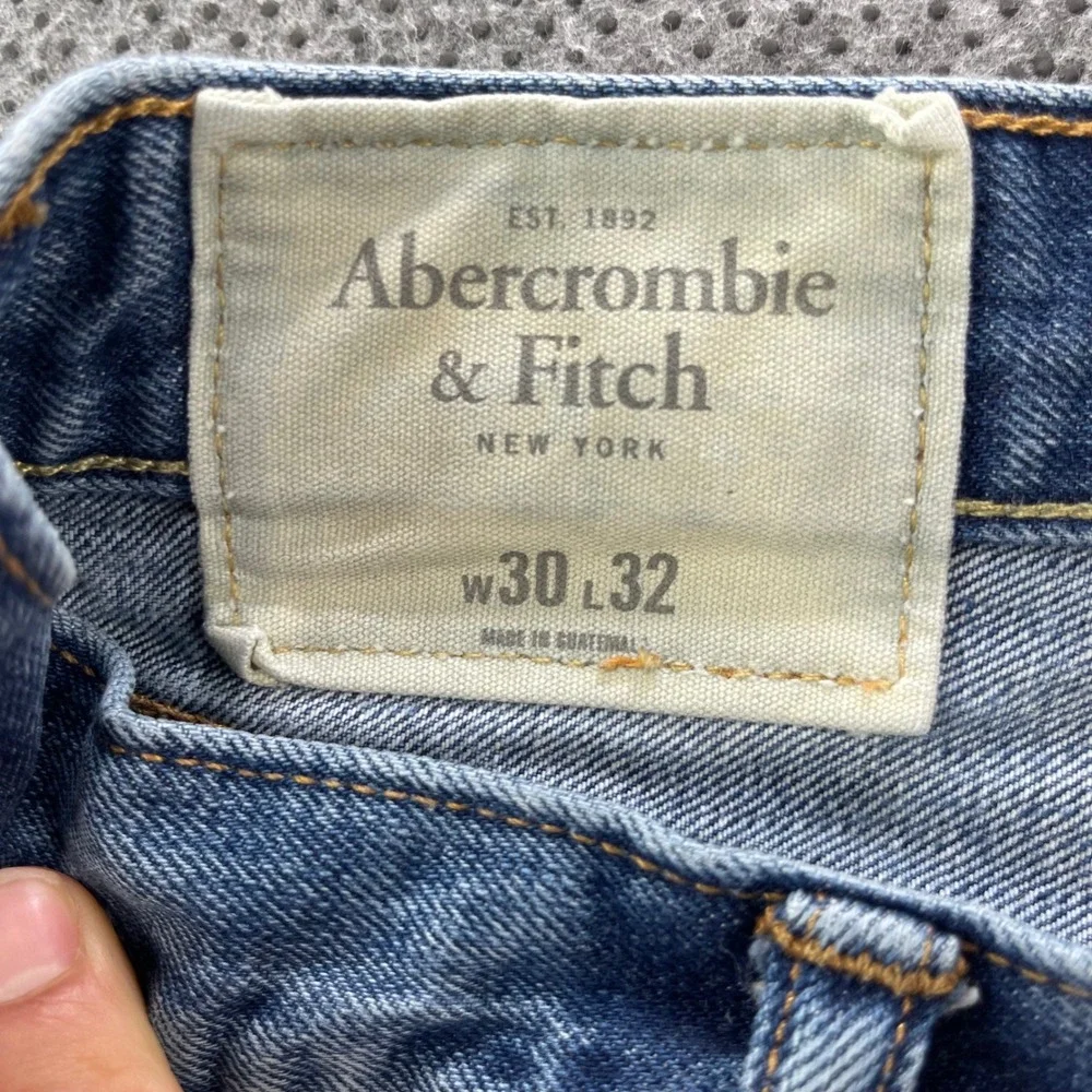 Y2K Abercrombie Fitch Skinny Jeans Mens 30x32 Medium Wash Button Fly Distressed